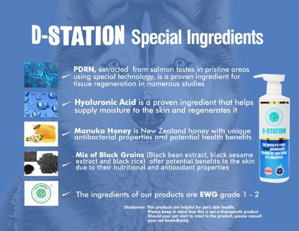 D-Station shampoo ingredients for dogs.