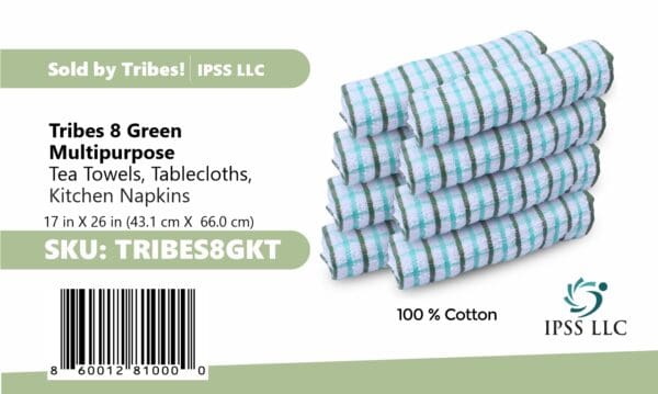 8 Pack Tribes Dish Towels for Kitchen Heavy Duty Absorbent 100% Cotton 410 GSM Terry Green Kitchen Towels, 17x26 (Single color) - Image 4