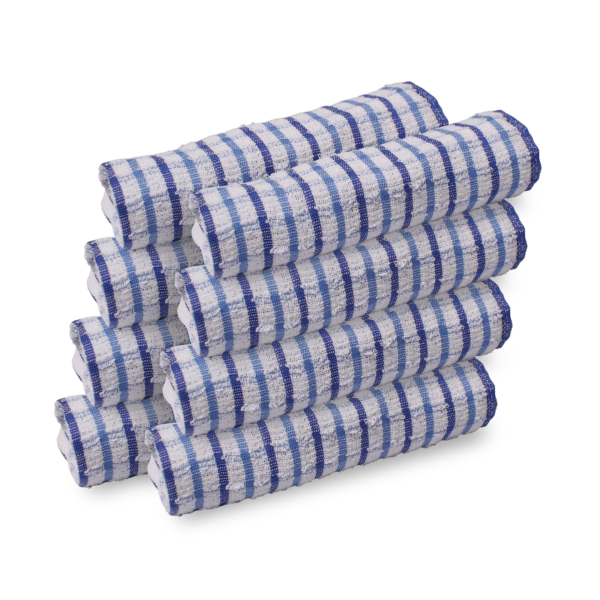 8 Pack Tribes Dish Towels for Kitchen Heavy Duty Absorbent 100% Cotton 410 GSM Terry Blue Kitchen Towels, 17x26 (Single color)