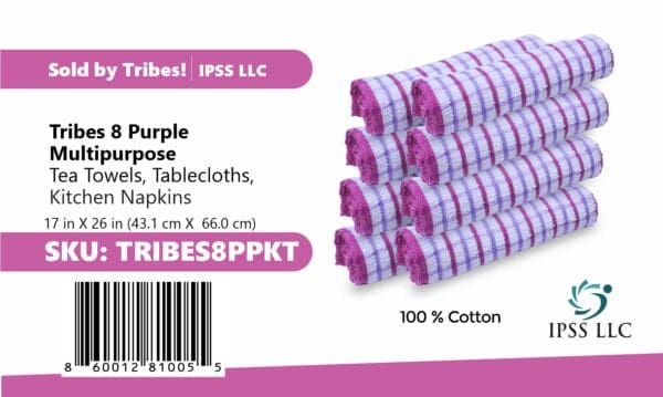 8 Pack Tribes Dish Towels for Kitchen Heavy Duty Absorbent 100% Cotton 410 GSM Terry Purple Kitchen Towels, 17x26 (Single color) - Image 4