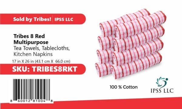 8 Pack Tribes Dish Towels for Kitchen Heavy Duty Absorbent 100% Cotton 410 GSM Terry Red Kitchen Towels, 17x26 (Single color) - Image 4